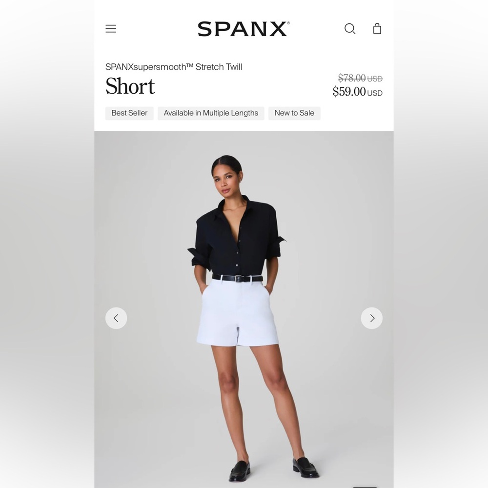 NWT SPANX Supersmooth™ Stretch Twill Short 3X